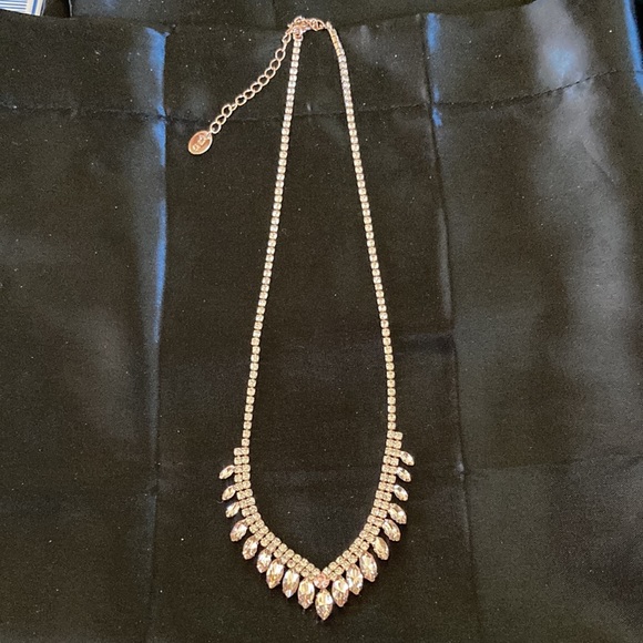 New! Icing brand Morganite Crystal Marquise Shaped Stone Tennis Chevron necklace - Picture 4 of 5